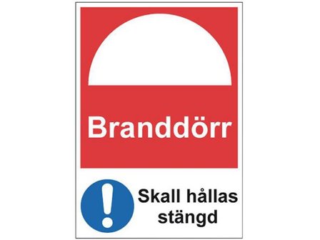 Skylt Branddörr A4 Aluminium - Lyreco - Skyddsutrustning - Säkerhetsmärkning och skyltar - Skyltar