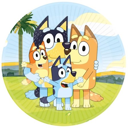 Bluey skämt pappersfat 8-pack 23 cm