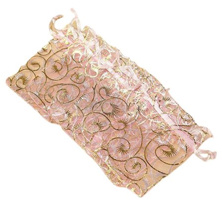 100 Stykker Organza Gaveposer Smykker Jul Bryllupsfest Emballasjeposer - Rosa