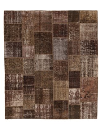 257X294 Koberec Patchwork Moderní Hnědá/Černá Velký (Vlna, Turecko) Carpetvista