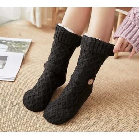 Koselige og varme sokker med knapp og anti-skli - FLUFFY - One Size