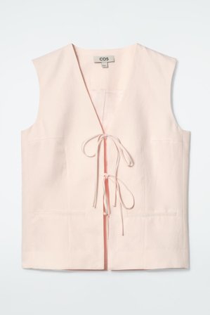 COS Damen Weste Aus Leinen-Mix Mit Bändern - Rosa