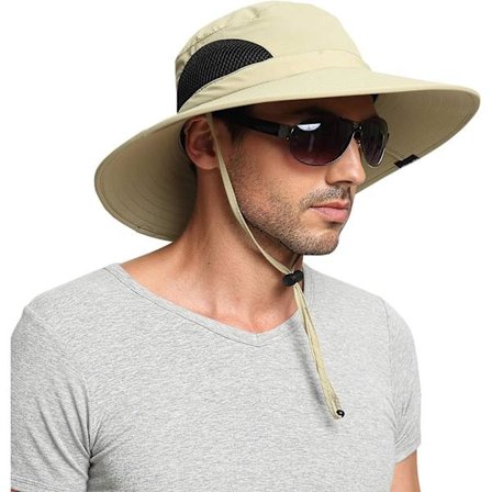 Beige Solhatt for Menn og Kvinner Sommer UV-Beskyttelse Utendørs Vandring DXGHC