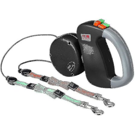 Dobbelt Snorehundelead, Teleskopisk Hundelead Dobbelt Lead Til To Hunde Hundelead 2 Hunde Dobbelt Lead, Sort