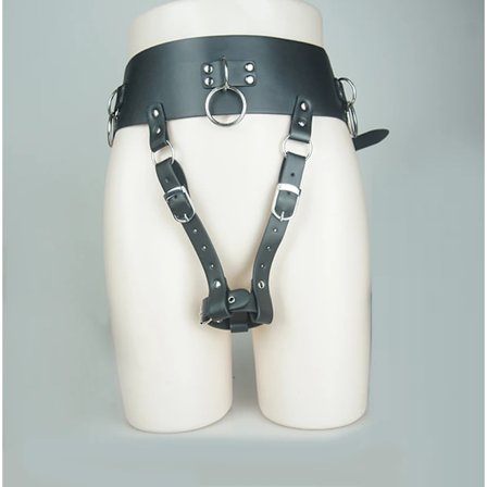 BDSM Lær Tvungen Orgasm Belte, Stropp på Stav Massasjeapparater Vibrator Sele, SM Håndjern, Bondage Sett Sexleketøy for Par