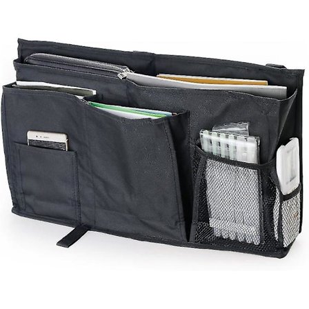 (svart) Seng Organizer - 8 Lommer Sengside Henge Oppbevaringspose Med Stropp For Mobiltelefon, Tablet, Bøker, Vev, Ideell For Seng, Sovesaler, Sykehus