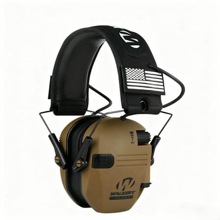 Højt ydende elektroniske høreværn med dobbeltmikrofon - Støjreducerende og lydisolerende høreværn til skydning og jagt. Brun