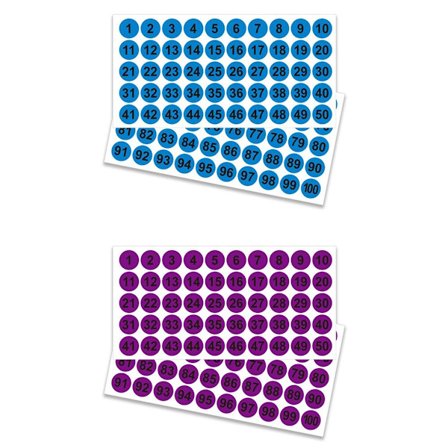Nummer klistremerker, 2 poser, nummerert fra 1 til 50 og 51 til 100 P12 + P13