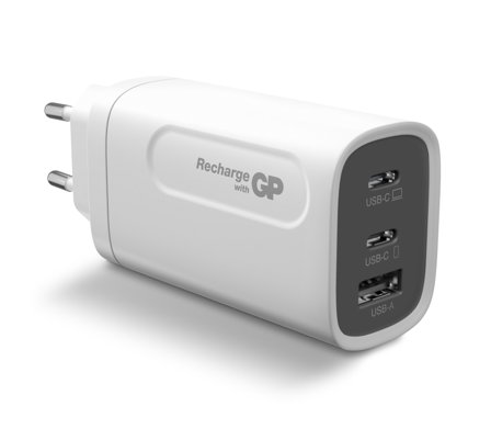 GP reiselader GaN PD 65W 2x USB-C, 1x USB-A - inkludert USB-C til USB-C-kabel