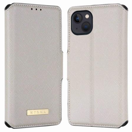 Muxma Mx115 Texturerat Iphone 14 Plus Fodral Med Ett Sedelfack - White
