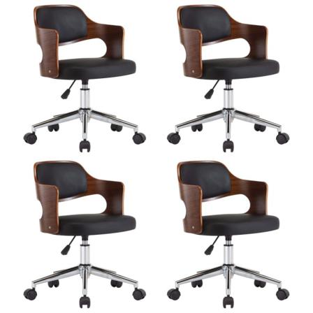 Vidaxl Snurrbara Matstolar 4 St Svart Böjträ Och Konstläder Svart