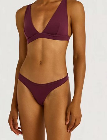 Organic Basics Soft Touch Veil Plunge Bralette - Burgundy - XS