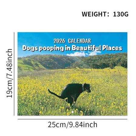 Kalender 2026 Rolig Hund Vægkalender Tissende Hund Kalender Vægkunst Spøgehumor Gave Spøgkalender til Fødselsdage, Jul
