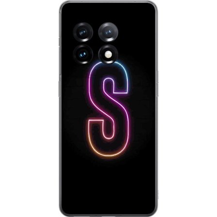 Kompatibelt Mobilskal till OnePlus OnePlus 11R Neonbokstav S i lysande rosa och blå toner mot mörk bakgrund, stilren bokstavskonst med retrofuturisk