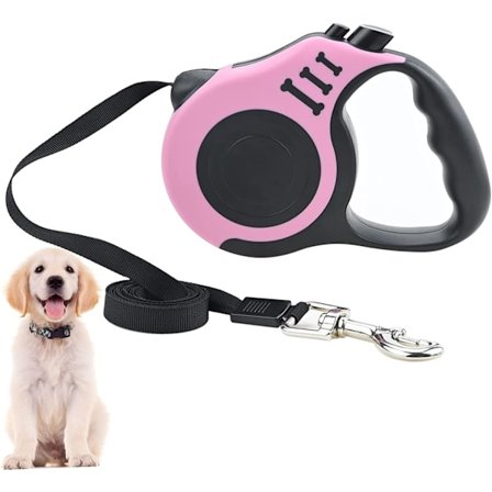 Udtrækkelig hundeline med skridsikkert håndtag og justerbar hundeline,