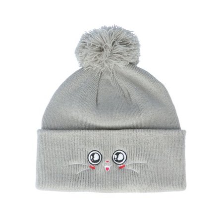 Kiddo Cap - Grå pom Beanie - Kids Happy Eyes Light Grey Pom @ Hatstore