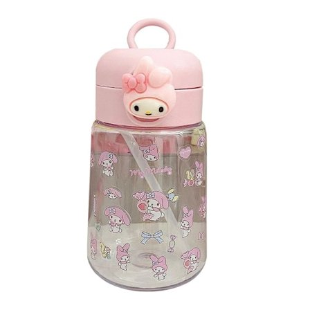 400ml Sugrör Vattenkopp Cinnamoroll Kuromi Melody Sugrör Utomhus Portabel Vattenflaska Kopp Spelare C1v2