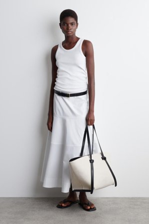 COS Women's Panelled Cotton Midi Skirt in White