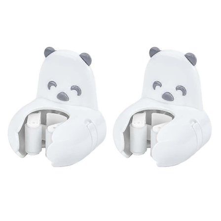 Mopp- och kvasthållare Självhäftande utan borrning Väggmontering Mini Björnform (vit, 2)