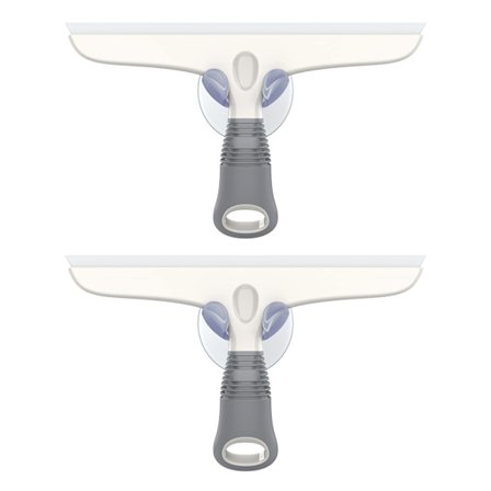 Sett med 2 silikon vindusnaler med sugekoppfeste, profesjonell vindusnal for bilvinduer, vinduer, bad, hvit og grå