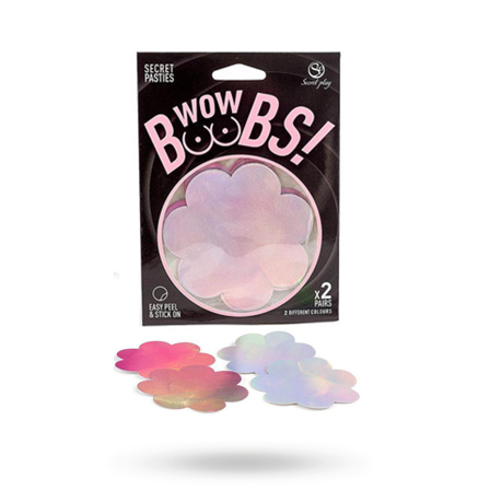 Nipple Covers Flower Shapped Holographic - Vuxen.se - Sexiga accessoarer, handskar, nipple pasties, selar & bälten