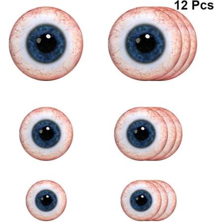 Halloween Øyeveggklistremerker - 12 stk, Sklisikre & 3D Dekorasjon