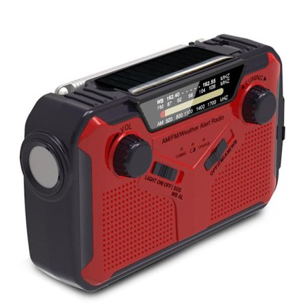 Solardriven radio, AM/FM bärbar vevradio nödradio med 2500mAh