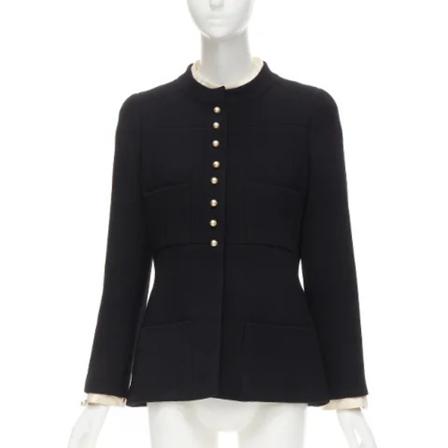 Chanel Vintage Pre-owned Uld overtj Sort, Dame Vintage Jakker