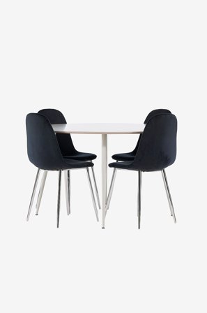 Venture Home - Plaza-spisebord med Polar-spisebordsstol - Sølvfarvet - Spisebordssæt 4 personer - Fra Homeroom