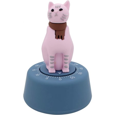 Timer Kattformad Tidshanterare Mekanisk Kök Timer, Lämplig för Kök, Lärande, Dagligen(Rosa)