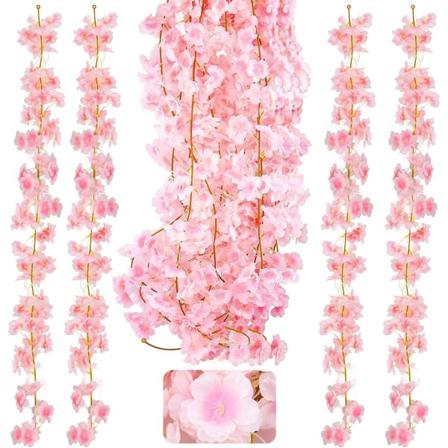 Galaxy Pakke med 4 x 1,7-1,8 m Kunstige Blomster Kirsebærblomstkranse Hængende Silkeblomster