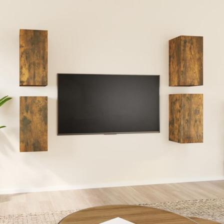 Vidaxl Tv-skåp 4 St Rökfärgad Ek 30,5x30x60 Cm Konstruerat Trä Brun