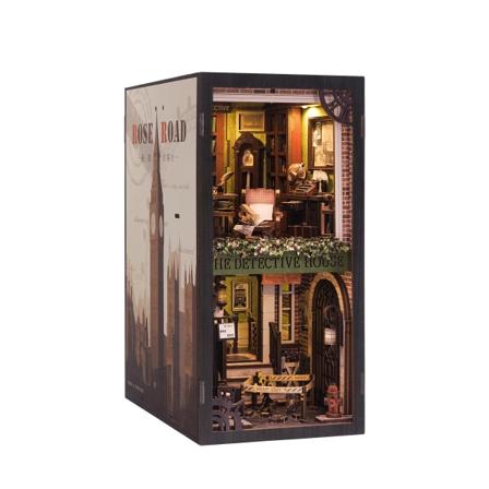 Cutebee 3D-pussel Träbokhörna Kit DIY Dollhouse Bokhylla Leksaker Miniatyrhus Bokhörna med dammskyddat cover Presenter Detective Agency