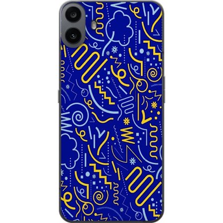 Kompatibel Mobilcover til Nothing CMF Phone 1 Abstrakt grafisk mønster med linjer, former og symboler i gul og lyseblå