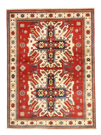 Medaillon Klein Kazak Fine Teppich 145X196 Wolle
