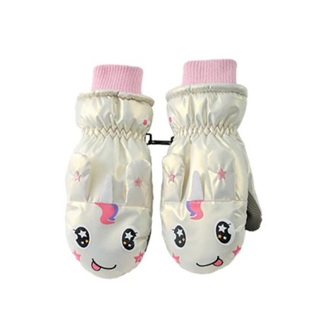 Varme og koselige fleeceforede ski votter for barn, tegneseriehansker, fargerike og vanntette for vintersport og utendørsaktiviteter, taro lilla
