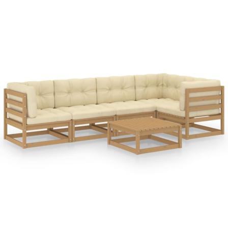 Vidaxl Loungegrupp Med Dynor 6 Delar Massiv Furu Brun
