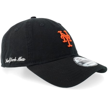 New Era - New York Mets Washed Script 9TWENTY Black Dad Cap Unconstructed Black Cap - MLB @ Hatstore