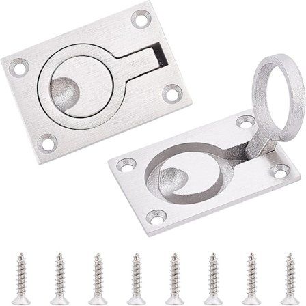 2 pakker båtringluke 304 rustfritt stål båt flush løftering flush trekkring flush trekkhåndtak for båtyacht-skap, KoleZy