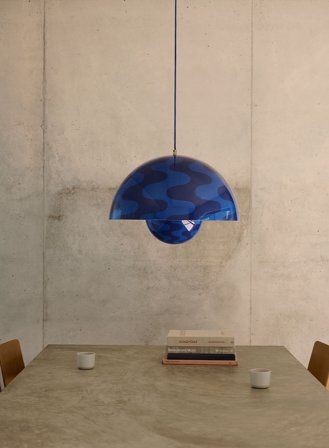 Flowerpot VP2 taklampe Ø50 - kobolt/ twilight mønstret