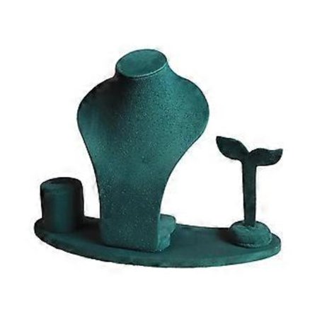 Multifunktionel Smykkeholder Stof Smykkesæt Stativ Bærbar Smykkeholder til Øreringe Fremvisning og Opbevaring Grøn