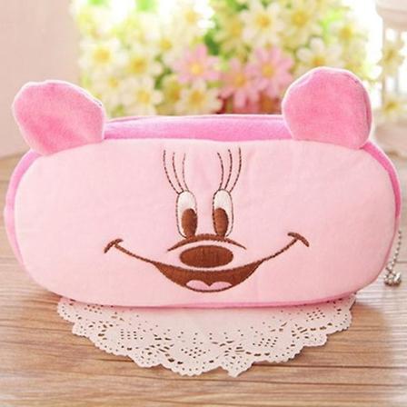 Plysch plånbok tecknat djur med stor kapacitet pennväska Light Pink