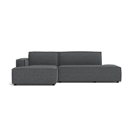 Lyon chaiselong sofa, venstrevendt open end, Puente Grå/Blå, Rummelig hjørnesofa med høj komfort - 278x160x78cm - Chaiselong sofa