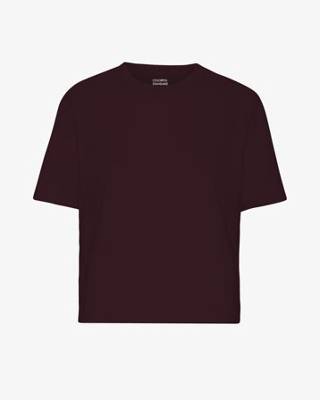 Organic Boxy Crop Tee - Oxblood Red