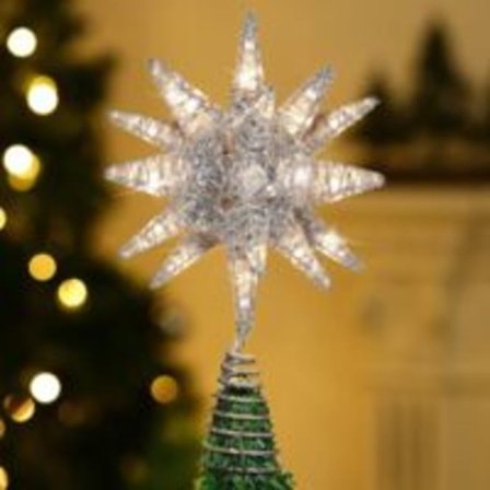 Julestjerne til juletræ, juletræspynt, lysende juletræstop, jul til indendørs trætoppe, funklende til jul