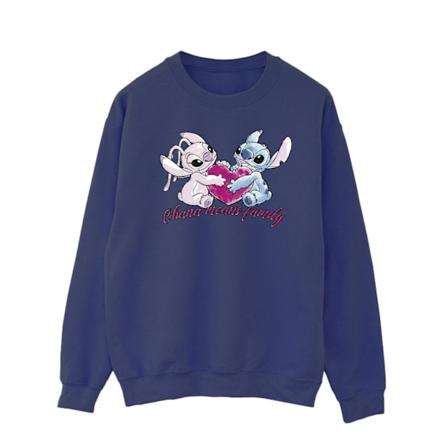 Disney Herr Lilo And Stitch Ohana Hjärta Med Angel Sweatshirt M Navy Blue M