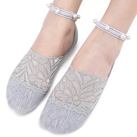 Mångsidiga strumpor med spets och pärlor (2 par)