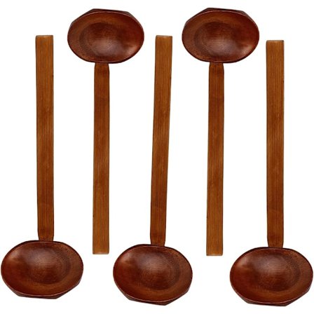Puiset lusikat, 5 kpl japanilainen pitkävartinen kilpikonnalusikka Ajisen Ramen -lusikka Premium puinen keittolusikka puurolle Ramen-keittoon