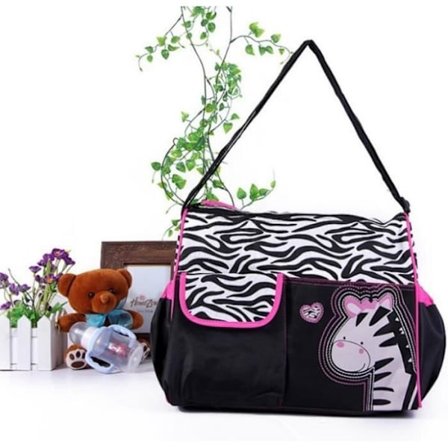 (Pink) Pusletaske - Zebra Mønster - Skulderrem - Pink - Multifunktionel