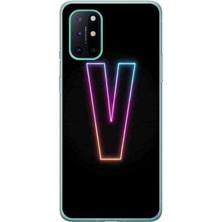 Kompatibelt Mobildeksel til OnePlus OnePlus 8T Neonbokstav V i fargegradert lys mot svart bakgrunn, minimalistisk design med tydelig glow og moderne d
